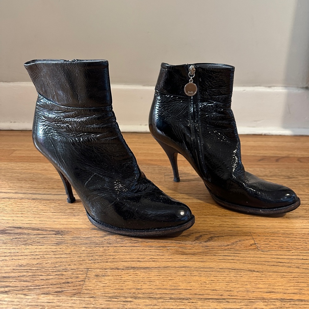 Vintage Dolce & Gabba Patent Ankle Booties - Size 41